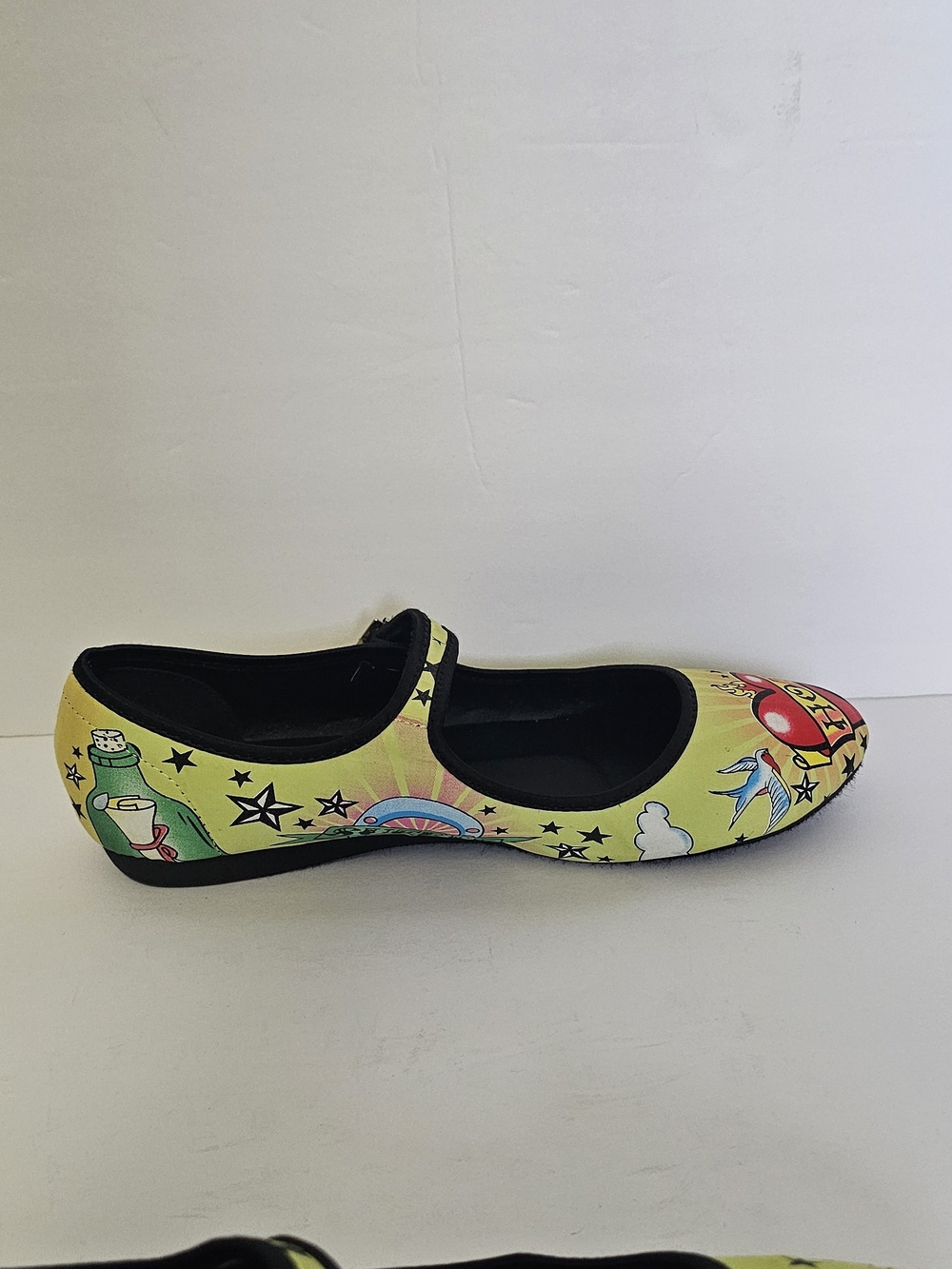 Risque Yellow Floral Tattoo-Print Mary Jane Shoes - Picture 3 of 10